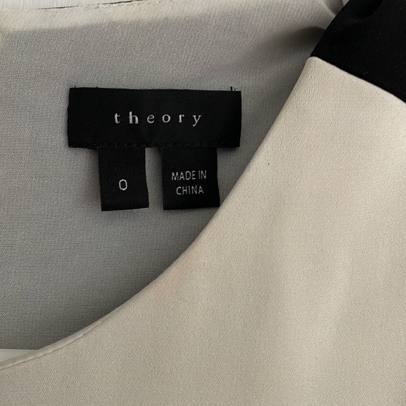 Theory silk shift dress sz 0 black and white - Picture 2 of 6